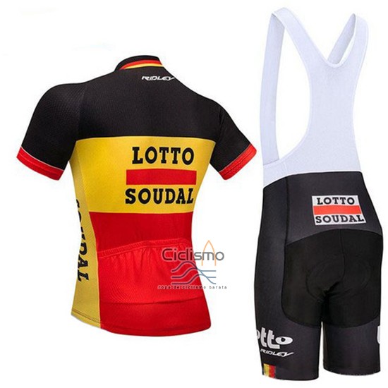 Lotto Soudal Ropa Ciclismo Culotte Corto 2018 Mangas Cortas Negro AMarillo Rojo